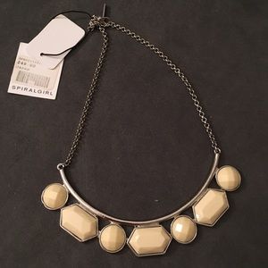 Spiral girl white jewel stone necklace